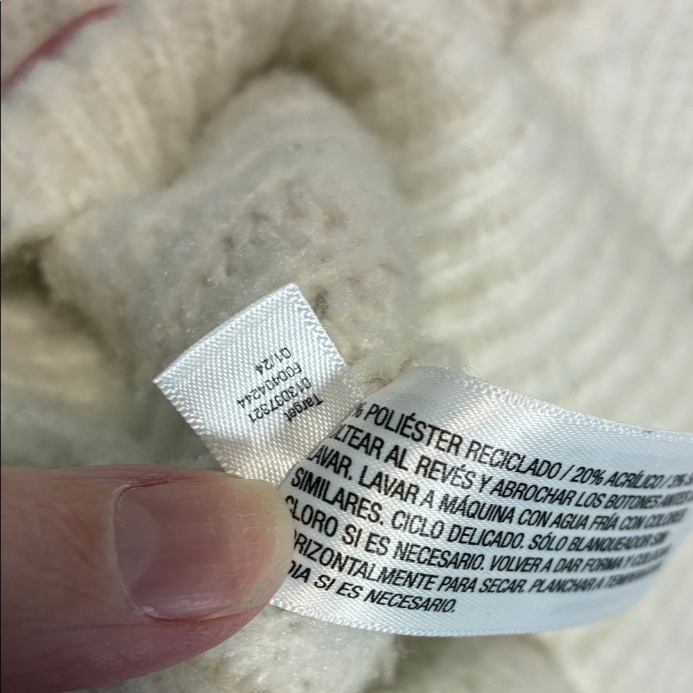 Ivory Cable Knit Cardigan Button Front Cozy Neutral Sweater M - Picture 10 of 10